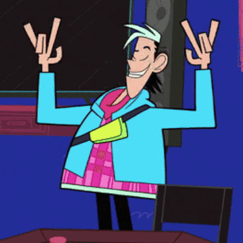 A Cartoon Character In A Blue Jacket And Pink Shirt Is Making A Funny Face GIF