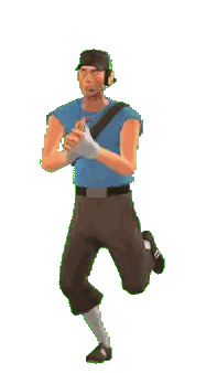 A Cartoon Character In A Blue Shirt And Brown Pants Is Jumping In The Air Sticker