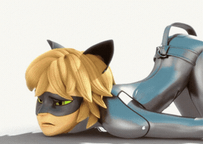 A Cartoon Character In A Cat Suit Is Laying On His Back GIF