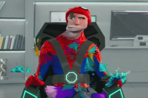 A Cartoon Character In A Colorful Spiderman Suit GIF