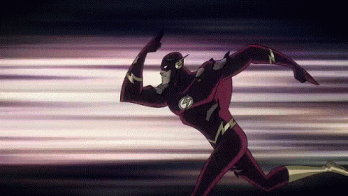 A Cartoon Character In A Flash Suit Is Running GIF
