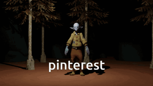 A Cartoon Character In A Forest With The Word Pinterest In White Letters GIF