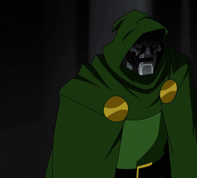 A Cartoon Character In A Green Cape With A Robotic Hand Shooting Lightning GIF