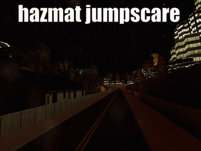 A Cartoon Character In A Hazmat Suit Jumps Over A Building GIF