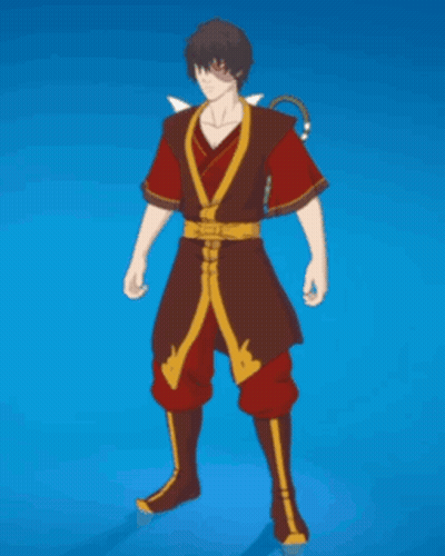 A Cartoon Character In A Red And Yellow Outfit Is Standing On One Leg GIF