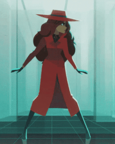 A Cartoon Character In A Red Suit And Hat Is Dancing GIF