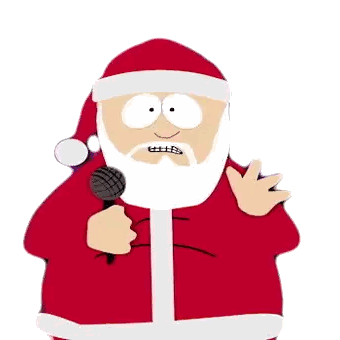 A Cartoon Character In A Santa Suit Is Holding A Microphone Sticker
