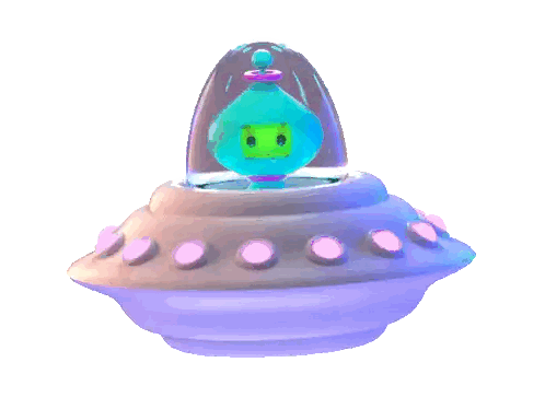 A Cartoon Character In A Spaceship With A Green Face On It Sticker