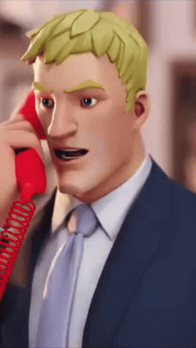 A Cartoon Character In A Suit And Tie Is Talking On A Red Telephone . GIF