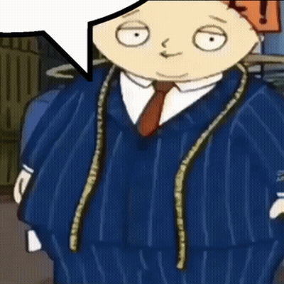 A Cartoon Character In A Suit And Tie With A Speech Bubble GIF
