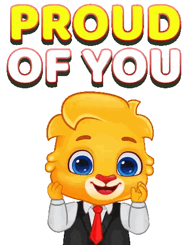 A Cartoon Character In A Suit And Tie With The Words Proud Of You Behind Him Sticker