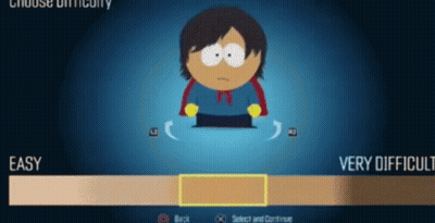 A Cartoon Character In A Video Game Chooses A Difficulty Level From Easy To Very Difficult GIF