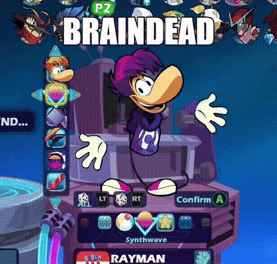 A Cartoon Character In A Video Game With The Words Braindead Above Him GIF