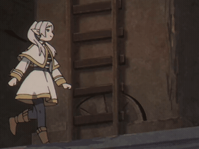 A Cartoon Character In A White And Gold Outfit Is Running GIF