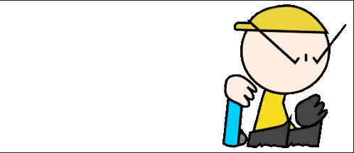 A Cartoon Character In A Yellow Hat Is Holding A Blue Skateboard Sticker