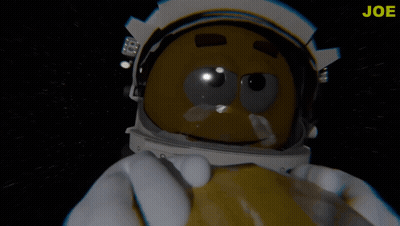 A Cartoon Character In An Astronaut 'S Helmet With The Name Joe Written On The Bottom GIF