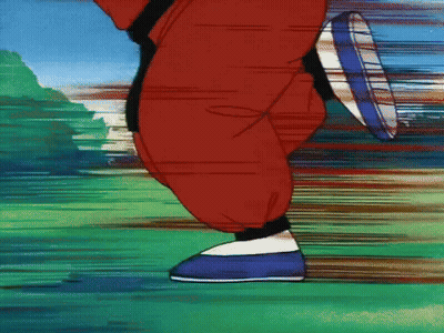 A Cartoon Character In Red Pants And Blue Shoes Is Running GIF