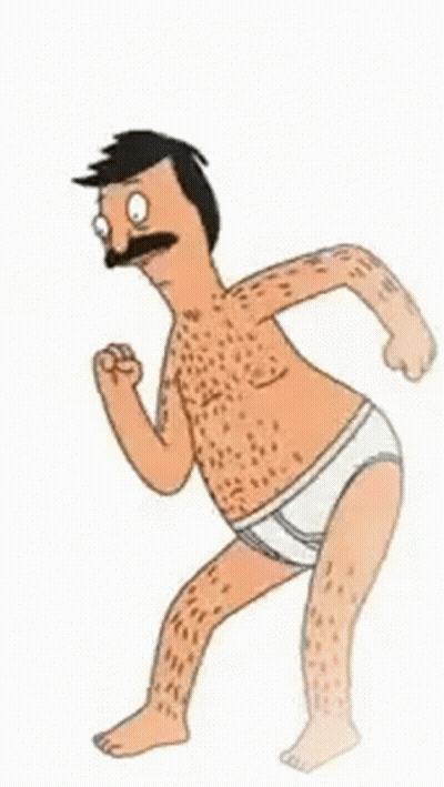 A Cartoon Character In Underwear Is Flexing His Muscles And Making A Fist . GIF