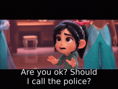 A Cartoon Character Is Asking If She Should Call The Police GIF