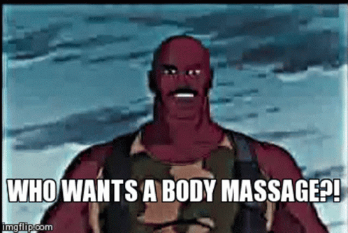 A Cartoon Character Is Asking Someone If They Want A Body Massage . GIF