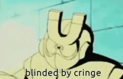A Cartoon Character Is Blinded By Cringe While Holding A Magnet In Front Of His Face GIF