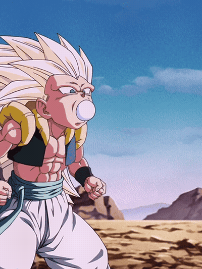 A Cartoon Character Is Blowing A Bubble With A Blue Sky In The Background GIF