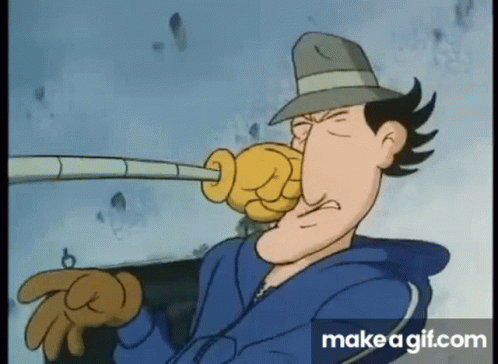 A Cartoon Character Is Blowing A Horn With His Fist While Sitting In A Car . GIF