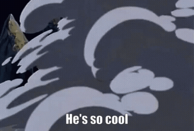 A Cartoon Character Is Blowing Smoke And Says `` He 'S So Cool '' GIF