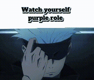 A Cartoon Character Is Covering His Face With His Hand And The Words `` Watch Yourself Purple Role '' Are Written Above  GIF
