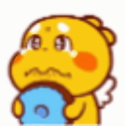 A Cartoon Character Is Crying While Holding A Blue Pillow In His Hands . GIF