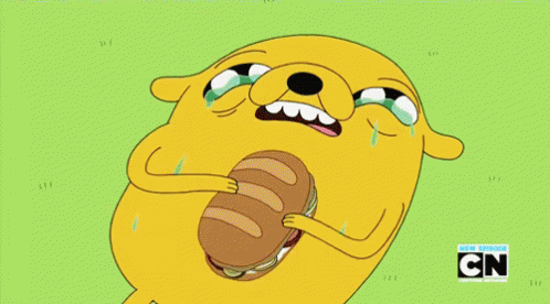 A Cartoon Character Is Crying While Holding A Loaf Of Bread With Cn Written On The Bottom GIF