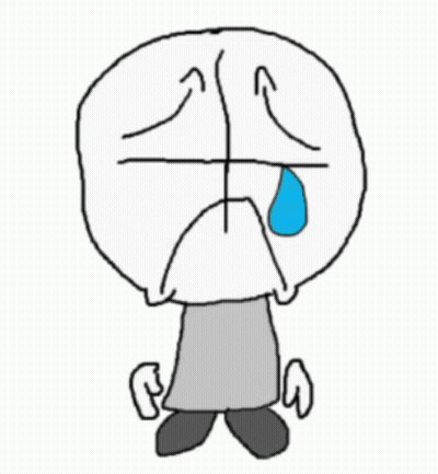 A Cartoon Character Is Crying With A Tear Coming Out Of His Eye . GIF