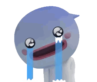 A Cartoon Character Is Crying With Blue Tears Coming Out Of Its Eyes Sticker