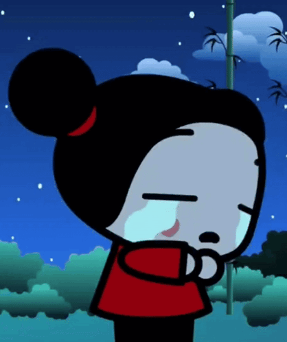 A Cartoon Character Is Crying With Her Eyes Closed And Her Mouth Open GIF