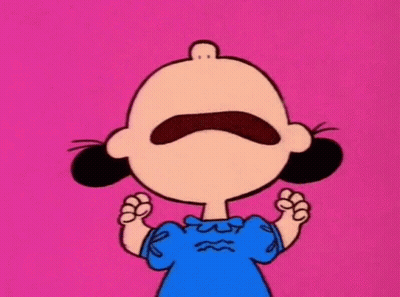 A Cartoon Character Is Crying With Her Mouth Wide Open And Her Hands In The Air . GIF