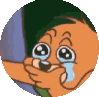 A Cartoon Character Is Crying With Tears Coming Out Of His Eyes Sticker