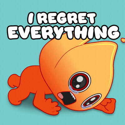 A Cartoon Character Is Crying With The Words I Regret Everything Above It GIF