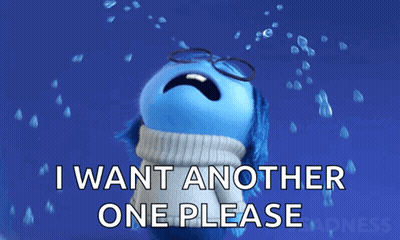 A Cartoon Character Is Crying With The Words I Want Another One Please GIF
