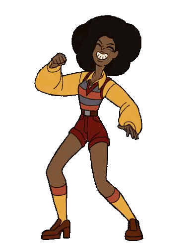 A Cartoon Character Is Dancing And Smiling While Wearing Shorts And A Yellow Shirt . Sticker