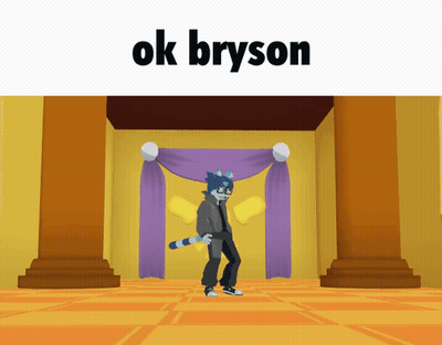A Cartoon Character Is Dancing In A Room With The Words Ok Bryson On The Bottom GIF
