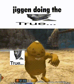 A Cartoon Character Is Dancing In A Video Game With The Caption Jiggen Doing The True .. GIF