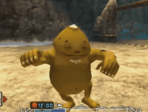 A Cartoon Character Is Dancing In A Video Game With The Time 12:00 GIF