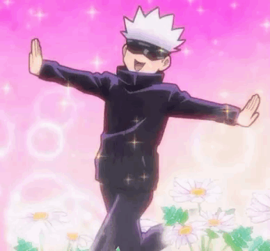 A Cartoon Character Is Dancing In Front Of A Field Of Daisies . GIF