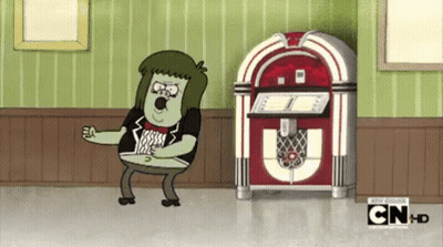 A Cartoon Character Is Dancing In Front Of A Jukebox That Says Cnhd GIF