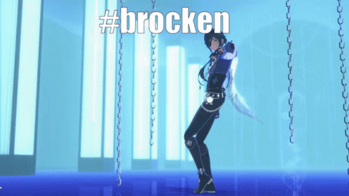 A Cartoon Character Is Dancing In Front Of A Sign That Says #Brocken GIF