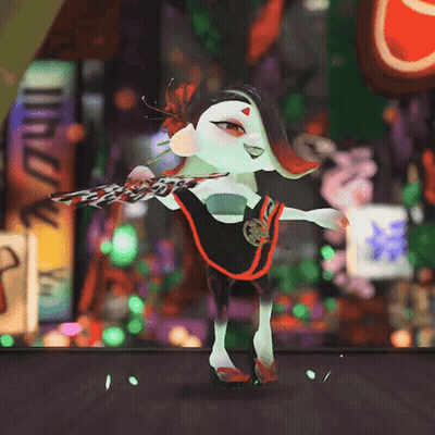 A Cartoon Character Is Dancing In Front Of A Sign That Says ' Noodles ' On It GIF