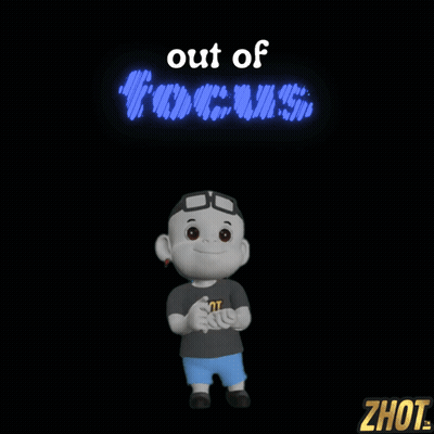 A Cartoon Character Is Dancing In Front Of A Sign That Says " Out Of Focus " GIF