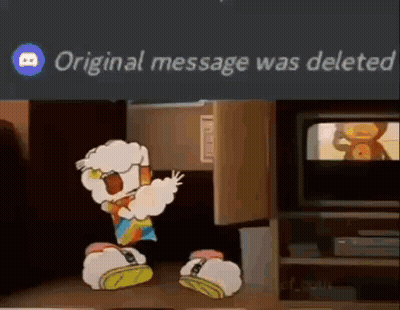 A Cartoon Character Is Dancing In Front Of A Television With The Words Original Message Was Deleted Below It . GIF