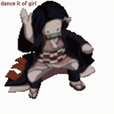 A Cartoon Character Is Dancing With The Words Dance It Of Girl Below Him GIF