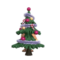 A Cartoon Character Is Decorating A Christmas Tree With Candy Canes . Sticker